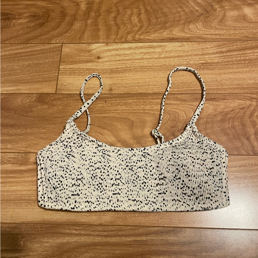 Never Worn Xhilaration Cream & Black Dalmatian Bikini  Elastic Top